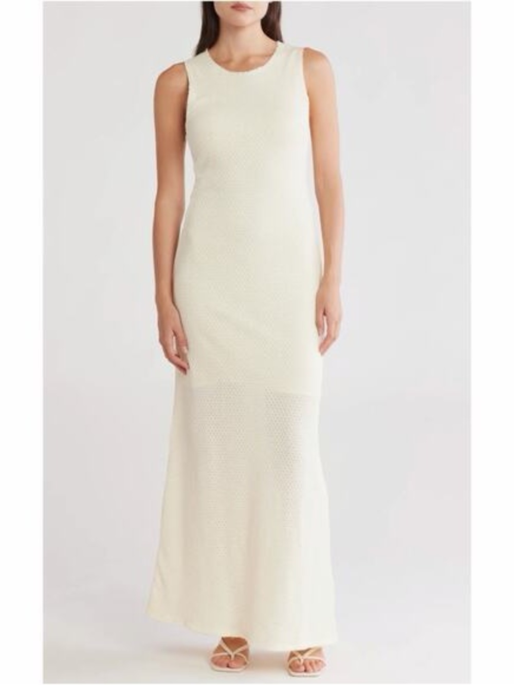 Rag & Bone Carine Sleeveless Crochet Knit Cream Maxi Dress